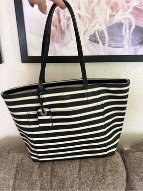 kate spade Black and White Striped Tote